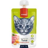 Wanpy Taze Ton Balıklı Tavuklu Havuçlu Kedi Et Ezmesi 90 gr Lezzetli Sıvı Ödül Maması