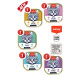 Wanpy TOM&JERRYPETSHOP-Wanpy Kedi Konserve Ezme 40g Karışık Alutray Yaş Mama 5 Adet Mix
