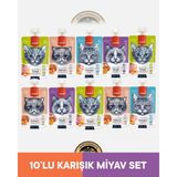 Wanpy Ton Balık - Tavuk - Havuç & Ördek - Bal Kabak & Somon - Tavuk - Havuç & Tavuk - Havuç Kedi Et Ezmesi Kedi Ödül Maması Seti 10x90 gr