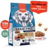 Wanpy with Oven Baked Bites Tahılsız Sığır Etli Yetişkin Köpek Kuru Maması 1,5 Kg