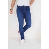 wanted Erkek Koyu Mavi Düz Slim Fit Likralı Düz Paça Kot Pantolon