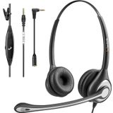 Wantek Mikrofonlu 602F Kulaklıklar, Gürültü Önleyici Mikrofonlu ve 3.5 mm Jaklı (2,5 mm Adaptör dahil) PC Bilgisayar Dizüstü Akıllı Telefonlar için Çağrı Merkezi Çevrimiçi Toplantılar