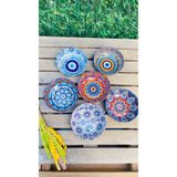 wanwa aksesuar Metal Kase Nazar Desenli Dekoratif Orta Boy Sunum Kasesi 6lı set