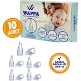Wappa 10 Adet Nazal Burun Aspiratörü Yedek Uç Ekstra Yumuşak BPA İçermez Güvenilir Kullanım