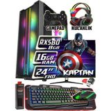 Warbox Kaptan 24" Monitör Xeon X5650 16GB Ram 256GB SSD 250GB HDD RX580 8gb Ddr5 E.kartı Gaming Takım Bilgisayar - Siyah - 24 inç