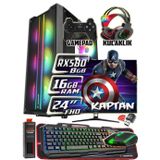 WarboX KAPTAN 24" Monitör Xeon X5650 16gb Ram 256gb Ssd 250gb Hdd Rx580 8gb DDR5 E.kartı Gaming Takım Bilgisayar