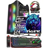 Warbox Tiger 8gb Ekran Kartı RX580 Ddr5 Xeon X5650 16GB Ram 256GB SSD 250GB HDD 24" Monitör Gaming Takım Bilgisayar - Siyah