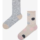 Warm Big Dot Bej 2li Soket Çorap - Standart - Ten