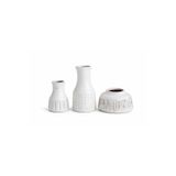 Warm Design 3'lü Beyaz Dekoratif Vazo Seti Modern Bohem Salon Konsol Orta Sehpa Masa Üstü Vazo Takımı Beyaz