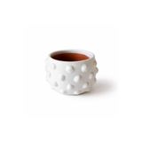 Warm Design Beyaz Noktalı Terracotta Saksı & Vazo Salon Ofis Dekoru Beyaz