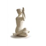 Warm Design Dekoratif Oturan Yoga Kadın Objesi 24 cm İskandinav Modern Salon Konsol Kitaplık Masa Üstü Ev Dekoru Krem 24 x 24