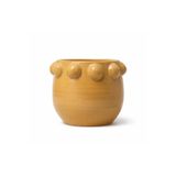 Warm Design El Yapımı Sarı Noktalı Kabartmalı Terracotta Saksı Modern Salon Ofis Balkon Dekoru Sarı