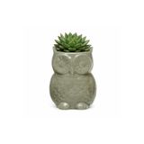 Warm Design Gri Mıknatıslı Mini Baykuş Saksı Modern Salon Konsol Raf Ofis Dekoru Gri 7 x 10