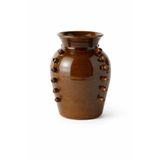 Warm Design Kahverengi Çivi Desenli Terracotta Vazo Salon Konsol Sehpa Dekoru Kahverengi