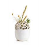 Warm Design Krem Sırlı Yuvarlak Vazo Boho Salon Konsol Sehpa Dekoru Krem