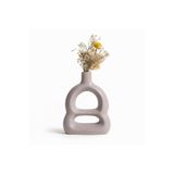 Warm Design Mat Bej Seramik Kabartmalı Dekoratif Vazo Salon Konsol Sehpa Dekoru Mat Bej