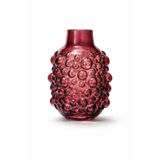 Warm Design Mor Kabartmalı Noktalı Cam Vazo Modern Salon Konsol Sehpa Dekoru Mor