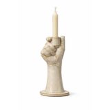 Warm Design Porselen El Mumluk Bej Dekoratif Şamdan Mumluk Salon Konsol Masa Üstü Obje 22 cm Krem 12 x 22
