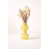 Warm Design Sarı Cam Vazo Dekoratif Şeffaf Modern Salon Konsol Orta Sehpa Çiçek Vazosu 15 cm Sütlü Sarı