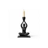 Warm Design Siyah Oturan Kadın Dekoratif Mumluk Modern Figürlü Biblo Salon Konsol Sehpa Masa Üstü Ev Dekoru Siyah 25 x 15