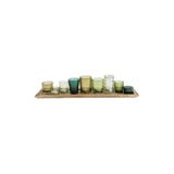 Warm Design Yeşil Ahşap Tepsili Kabartmalı Cam Mumluk Salon Yemek Masası Konsol Dekoru Yeşil, Kahverengi 55 x 13