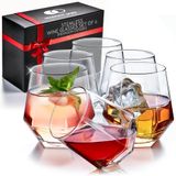 WARMEST SPIRIT Altıgen sapsız şarap kadehleri 6'lı set – zarif 297 ml, dayanıklı, bulaşık makinesinde yıkanabilir, dökülmeye karşı dayanıklı tasarım, şarap, kokteyl, viski, günlük kullanım, akşam yemeği partileri ve