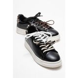 WARRON Siyah Desenli Hakiki Deri Kadın Sneakers