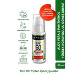 wasco Aloe Vera Özlü Yüksek Koruyuculu 50 Spf+ Yatıştırıcı, Nemlendirici Güneş Kremi Aloe Veralı 50ml
