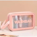 WASHBAG Şeffaf Pvc Taşınabilir Orta Boy Yan Saplı Seyahat Kozmetik ve Makyaj Çantası
