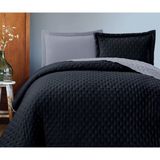 Washed Soft Çift Renkli Tek Kişilik Yatak Örtüsü Seti * Yatak Örtüsü 180 x 240 cm - Antrasit - Gri