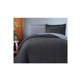 Washed Soft Cift Tarafli Cift Kisilik Yatak Ortusu Gri