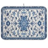 Wassud Bulaşık Kurutma Matı Mutfak Bulaşık Kurutma Paspasları Emici Kahve Kurutma Matı Mavi ve Beyaz Desenli Bulaşık Kurutma Pedi 45 cm x 60 cm