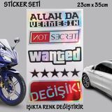 Wasted Hologram Yazi Otomobil Motosiklet Cam Uyumlu Coklu Oto Sticker - Hologram Etkili Set Cikartma