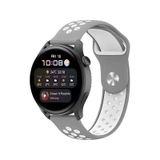 Watch 20mm Spor Delikli Kordon - Gri-Beyaz