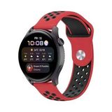 Watch 20mm Spor Delikli Kordon - Siyah-Kırmızı