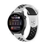 Watch 22mm Spor Delikli Kordon - Siyah-Beyaz