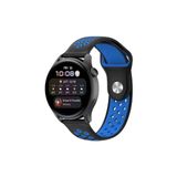 Watch 22mm Spor Delikli Kordon - Siyah-Mavi