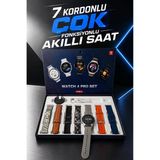 Watch 4 Pro Akıllı Saat – 7 Kordonlu, Arama Cevaplama, Siyah Çelik Kasa