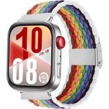 Watch Fit 3 / Fit 4 Uyumlu Solo Loop Örgü Kumaş Kordon – Metal Klipsli, Ayarlanabilir, Yumuşak ve Hafif Bileklik - Gökkuşağı