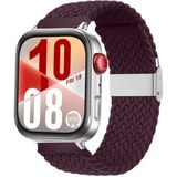 Watch Fit 3 / Fit 4 Uyumlu Solo Loop Örgü Kumaş Kordon – Metal Klipsli, Ayarlanabilir, Yumuşak ve Hafif Bileklik - Şarap Kırmızısı