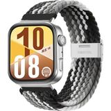 Watch Fit 3 / Fit 4 Uyumlu Solo Loop Örgü Kumaş Kordon – Metal Klipsli, Ayarlanabilir, Yumuşak ve Hafif Bileklik - Siyah - Beyaz