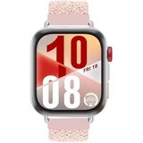 Watch Fit 3 / Fit 4 Uyumlu Solo Loop Örgü Kumaş Kordon – Metal Klipsli, Ayarlanabilir, Yumuşak ve Hafif Bileklik - Yıldızlı Pembe