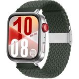 Watch Fit 3 / Fit 4 Uyumlu Solo Loop Örgü Kumaş Kordon – Metal Klipsli, Ayarlanabilir, Yumuşak ve Hafif Bileklik - Zeytin