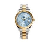 Watch of Royal Lumen Romanum Silver Gold Mavi Kol Saati