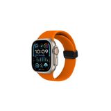 Watch Silikon Mıknatıslı Şık Sade Görünüm 38 40 41mm Uyumlu Saat Kordonu Turuncu