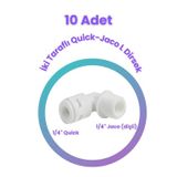 water jobs 10 Adet Su Arıtma Filte Bağlantı Dirseği 1/4" (JACO-YİVLİ-VİDALI Bağlantı)