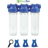 Water Quality Üçlü Daire Girişi Ön Su Arıtma Filtresi 3'lü 3/4" - 3'lü Silifoz/Karbon/5 Mikron Spun Set