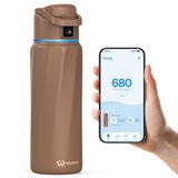 WaterH Boost Akıllı Su Şişesi Hatırlatıcı ve İzleyici - Çift Duvarlı Vakum Yalıtımlı Paslanmaz Çelik, Geniş Ağızlı 32 oz, İdeal Hediye - Mocha