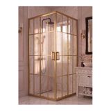Waterline Duşakabin Kare Gold Profil Karolaj Desen Ortası Buzlu 5 Mm Temperli Cam H190 Cm