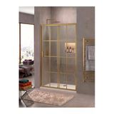 Waterline Duşakabin Ön Cephe 1 Sabit 1 Kayar Gold Profil Karolaj Desen 5 Mm Temperli Cam H190 Cm
